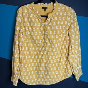 Talbots Yellow Ruched Long Sleeve Blouse